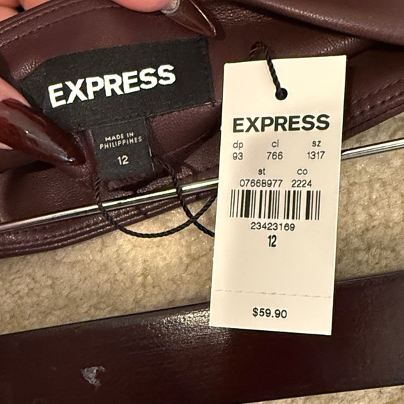 Express Burgundy Leather Skirt - Picture 2 of 4